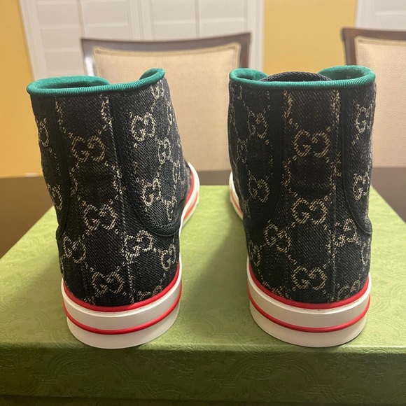 New Gucci Tennis 1977  GG Supreme Denim High Sneaker Shoes Size UK 12 / US 12.5 - Picture 11 of 16